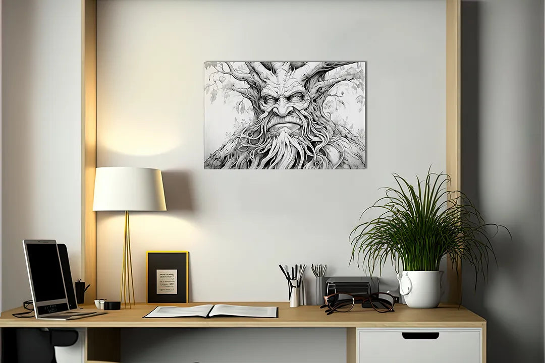 Metalen magneetbord met mystieke boomkunst - droog uitwisbaar & magnetisch