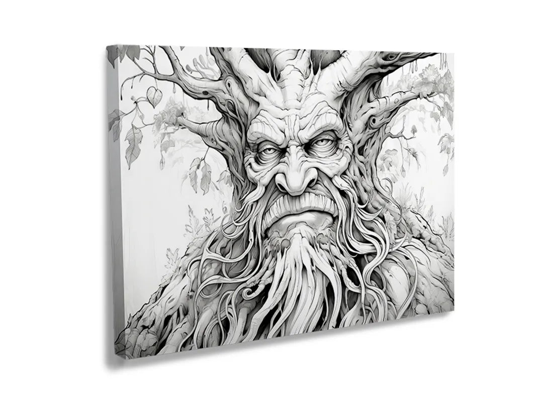 Metalen bord met afbeelding van een mystieke boom en geest