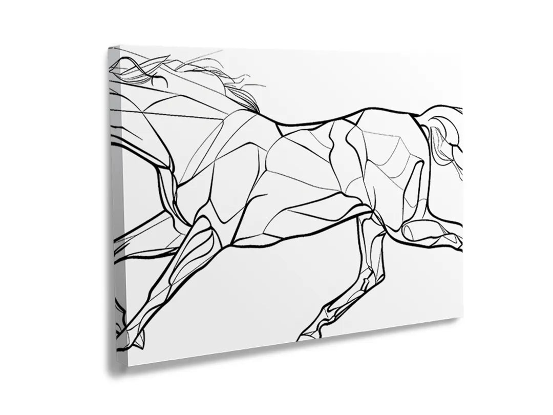 Metalen magneetbord met abstract paardontwerp, decoratief en functioneel.