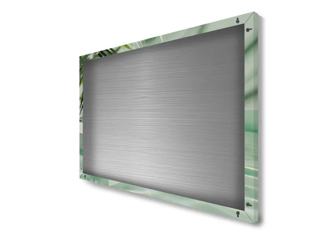 Stylish metalen magneetbord met groene palmbladeren – droog uitwisbaar & magnetisch