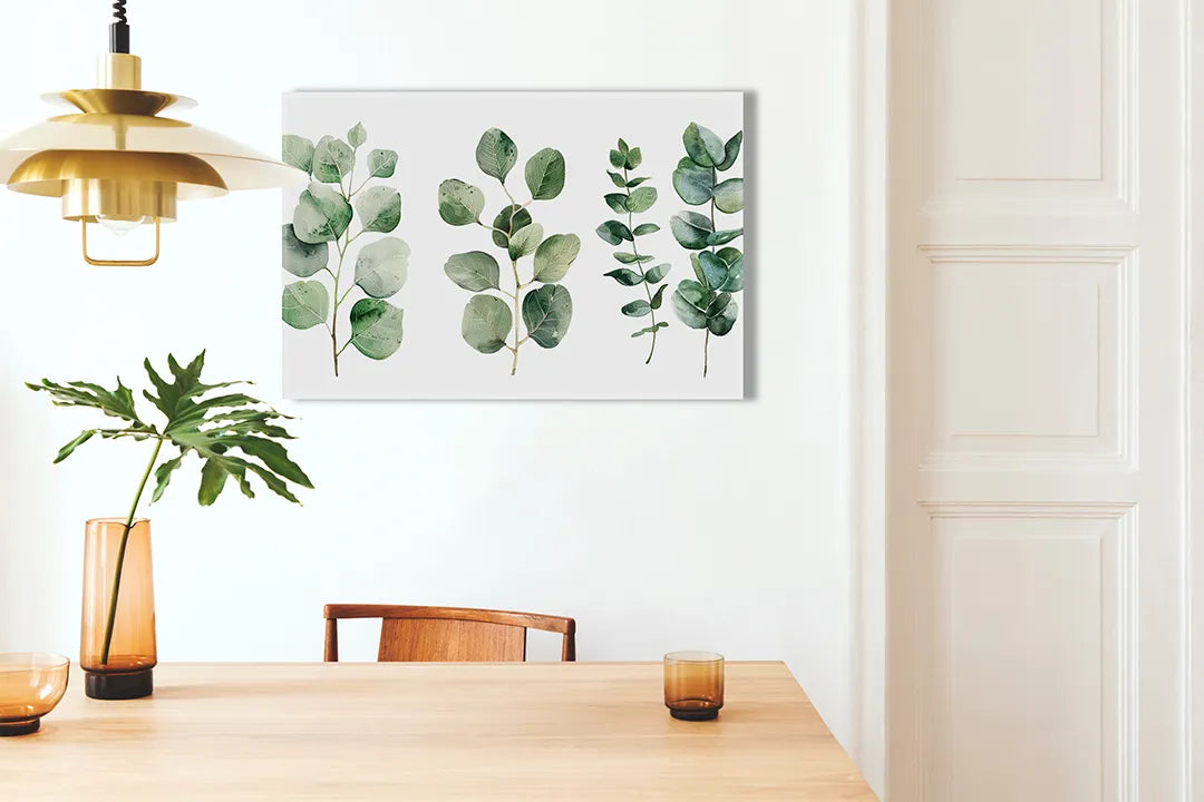 Groen metalen magneetbord met bladeren – droog uitwisbaar & magnetisch