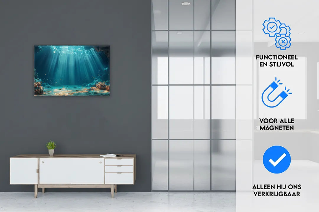 Metalen magneetbord met onderwaterwereld - droog uitwisbaar & magnetisch