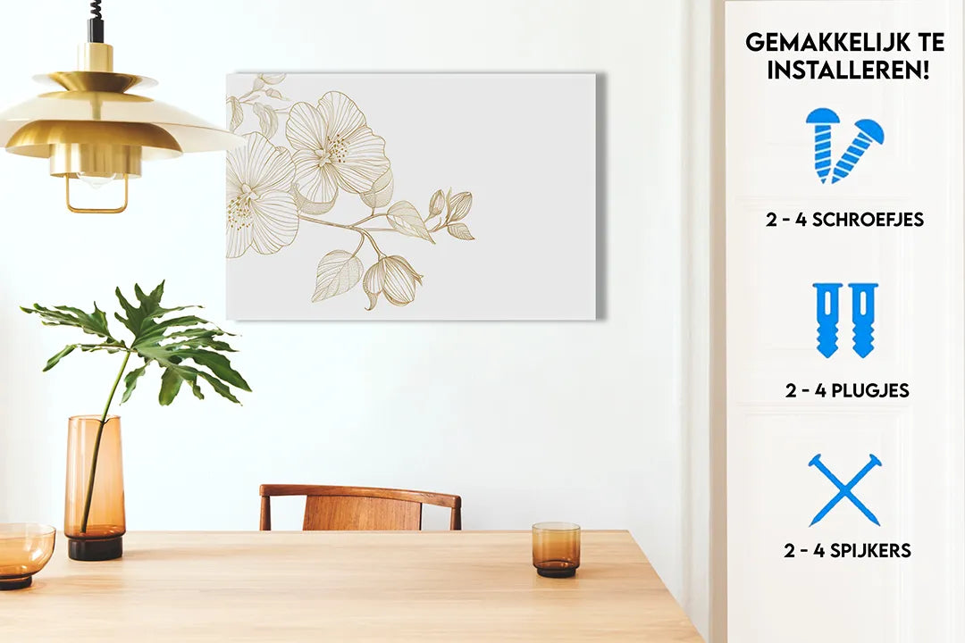 Decoratief metalen magneetbord met bloemenmotief - droog uitwisbaar & magnetisch