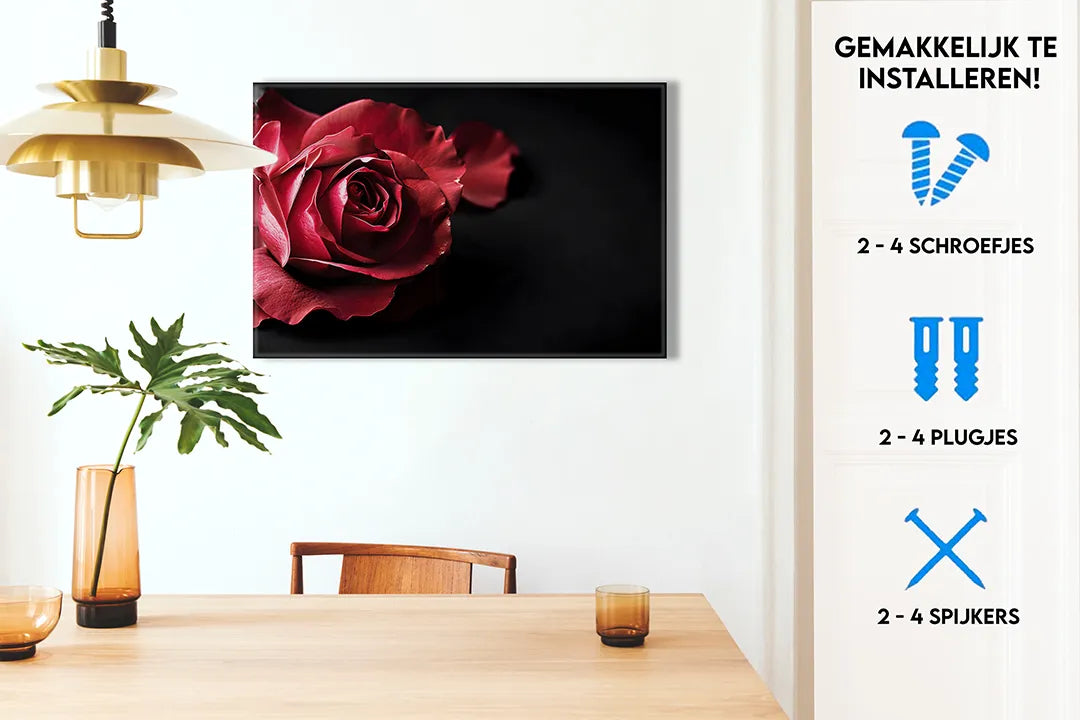 Metalen magneetbord met rode rozen als decoratie – droog uitwisbaar & magnetisch