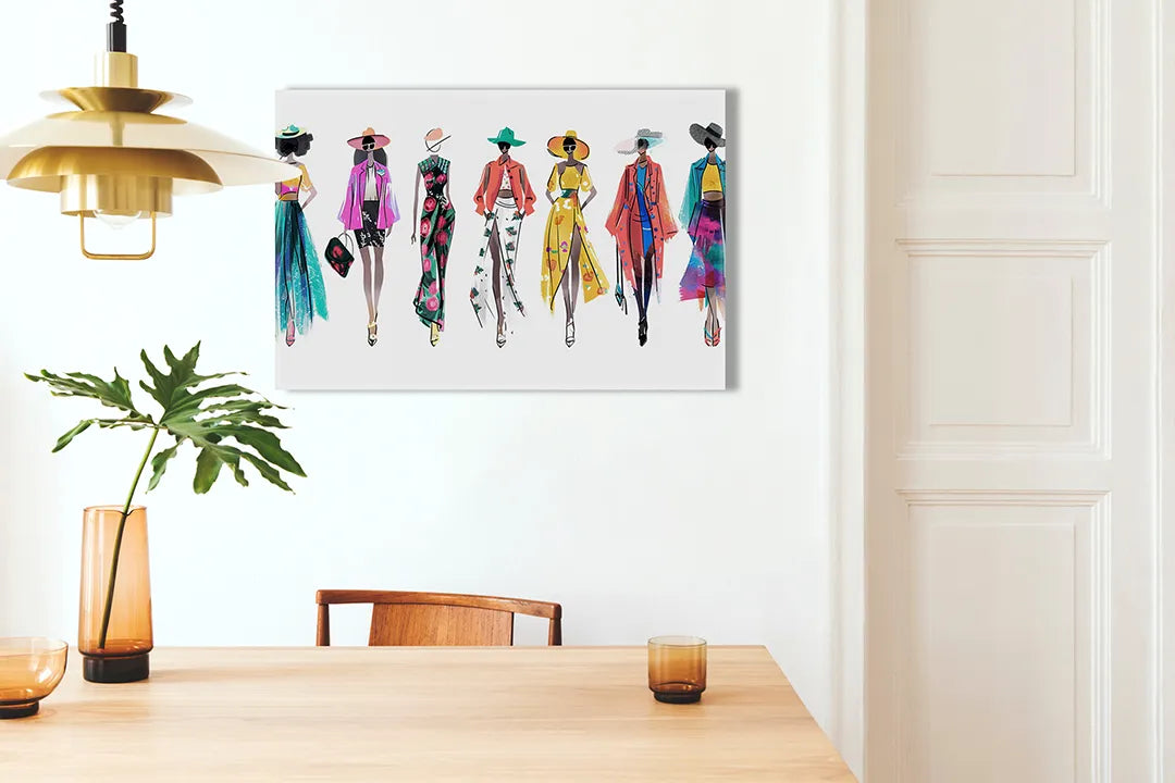 Metalen magneetbord: stijlvolle mode illustraties – droog uitwisbaar & magnetisch