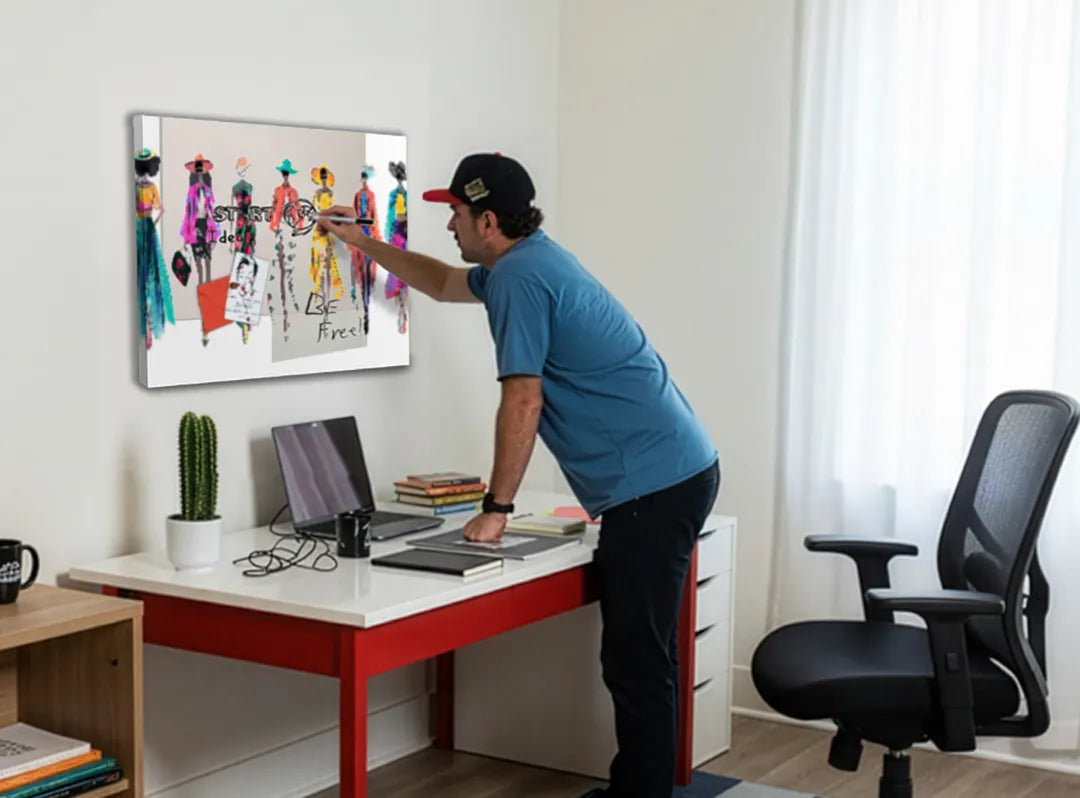 Metalen magneetbord: stijlvolle mode illustraties – droog uitwisbaar & magnetisch