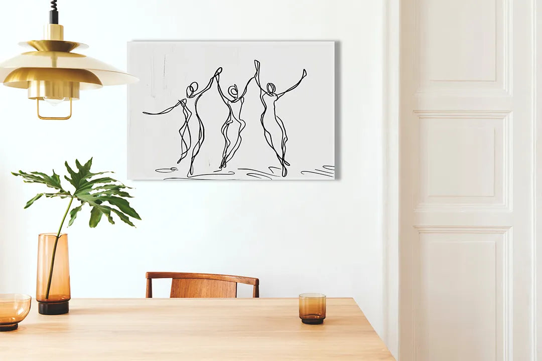 Moderne metalen magneetbord met dansers in lijntekening – droog uitwisbaar & magnetisch