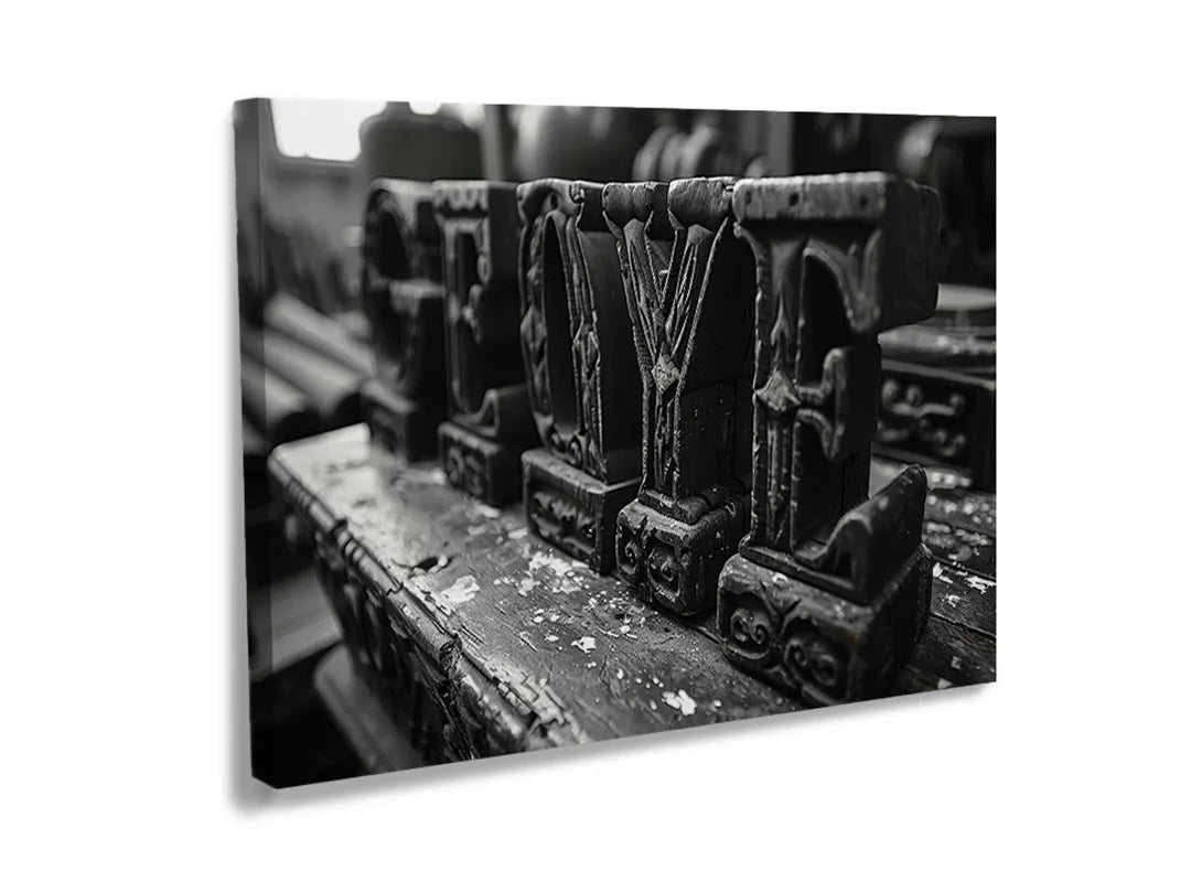 Metalen magneetbord met vintage letters in zwart-wit voor memo's en decoratie