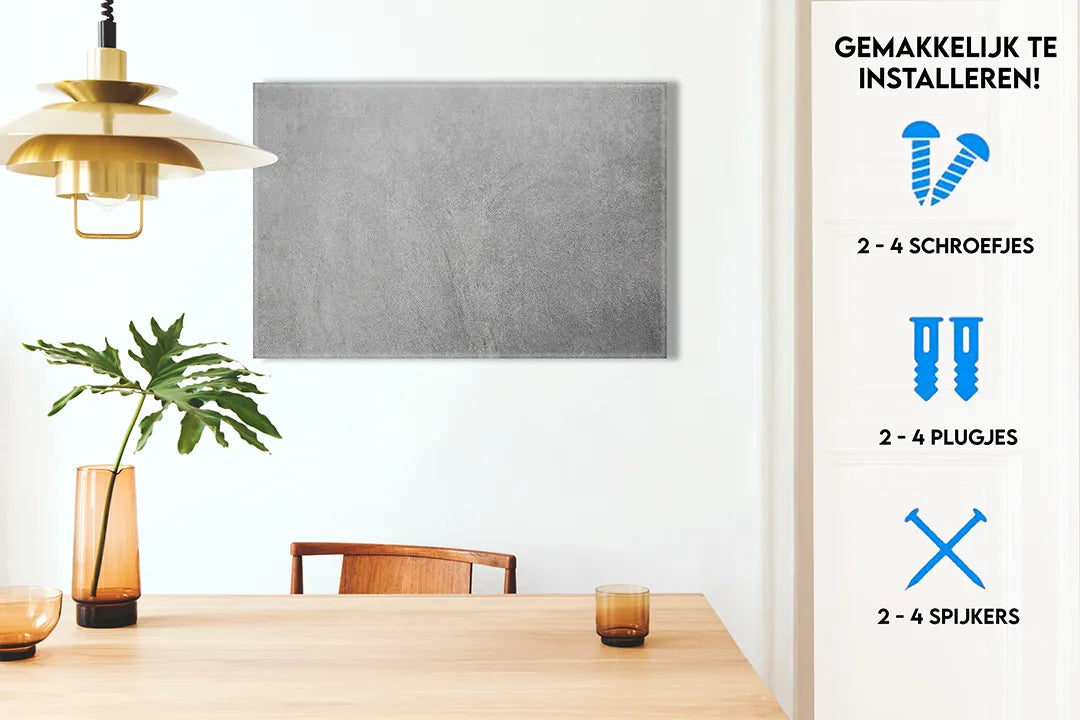 Modern metalen magneetbord in betonlook – droog uitwisbaar & magnetisch