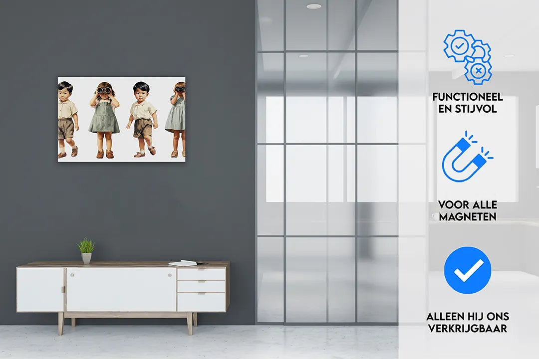 Metalen magneetbord met stijlvolle kinderverhalen - droog uitwisbaar & magnetisch