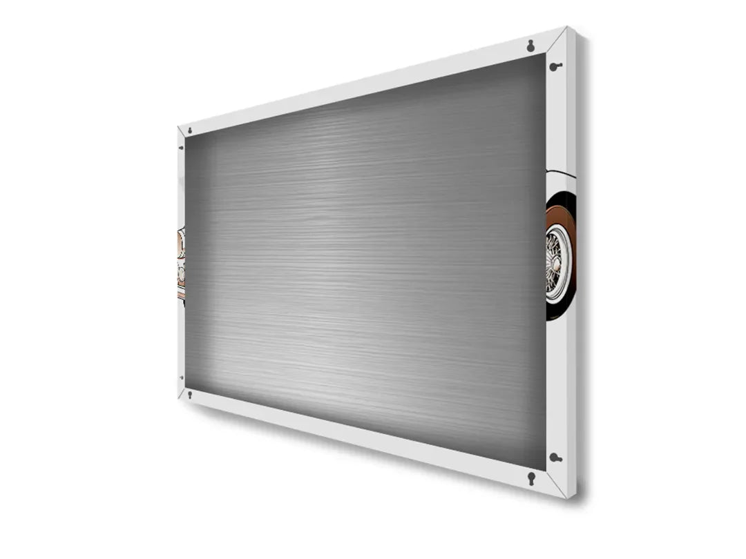 Elegante metalen magneetbord met klassieke auto afbeelding – droog uitwisbaar & magnetisch