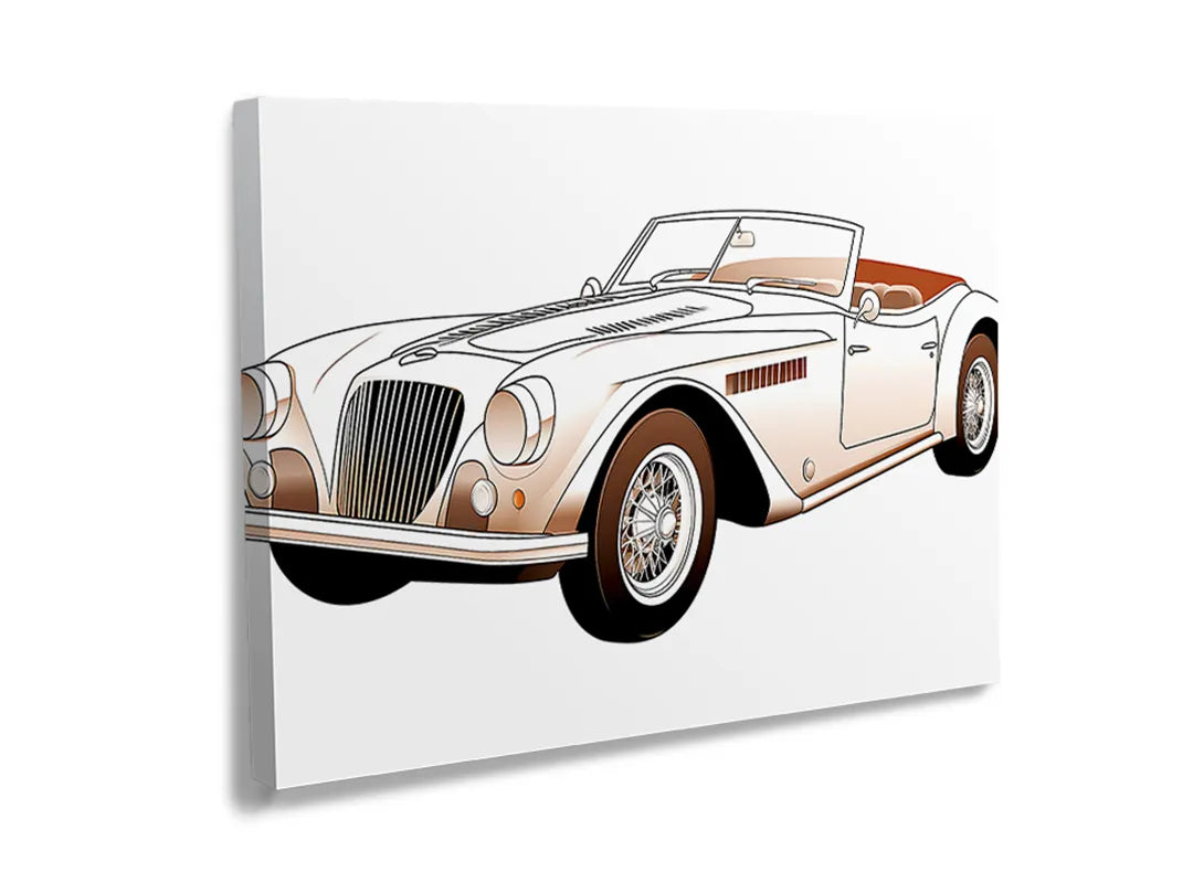 Metalen bord met afbeelding van een klassieke auto, perfect als magneetbord.