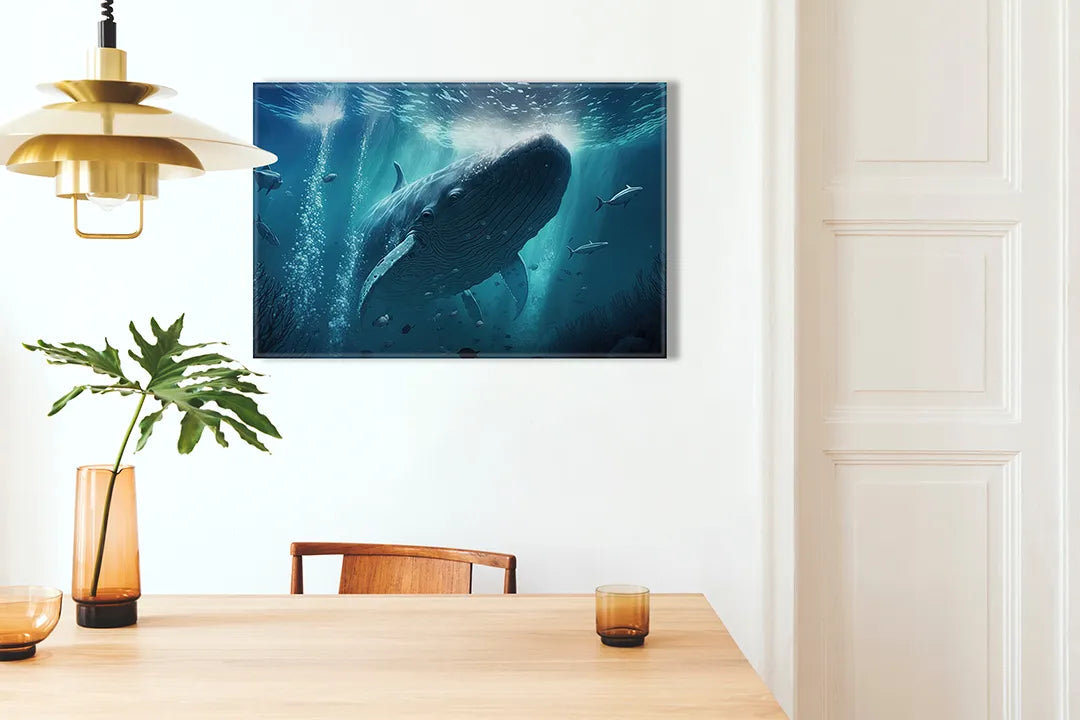Metalen magneetbord van een prachtige walvis - droog uitwisbaar & magnetisch
