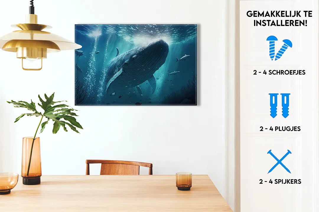 Metalen magneetbord van een prachtige walvis - droog uitwisbaar & magnetisch