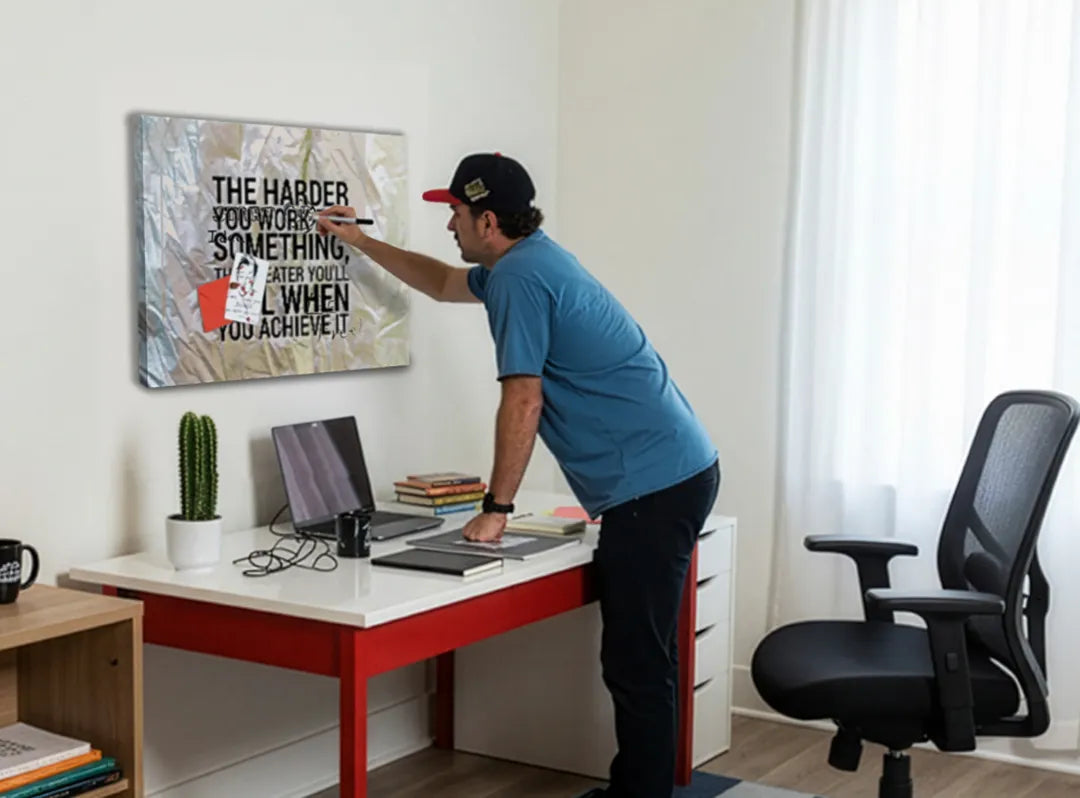 Inspirerend metalen magneetbord met motivatie quote – droog uitwisbaar & magnetisch