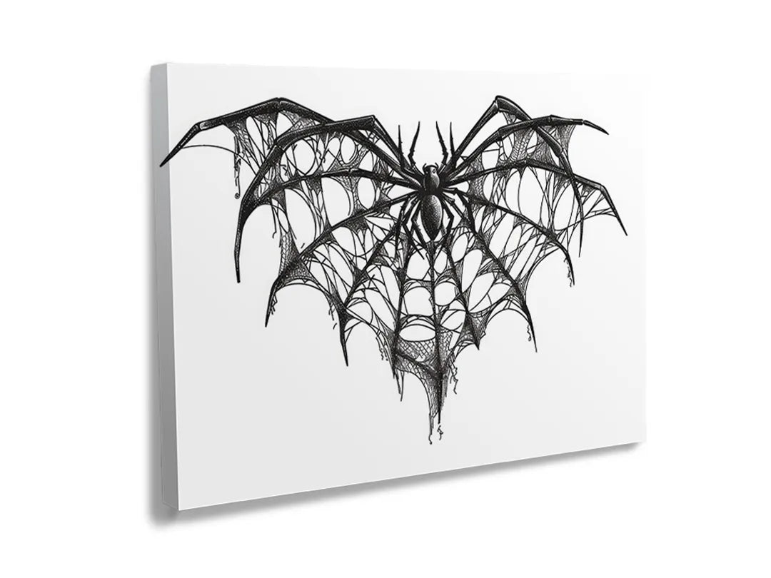 Metalen bord met een spin en web design, perfect als magneetbord.