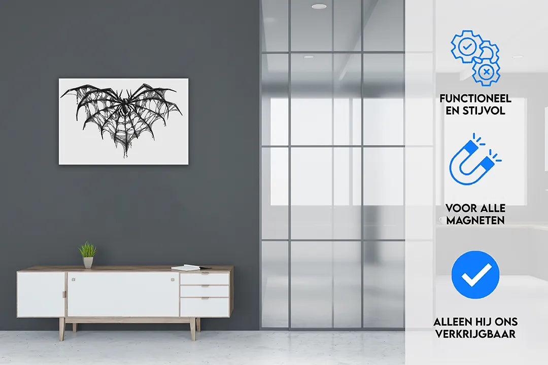 Metalen magneetbord met spin en web design – droog uitwisbaar & magnetisch