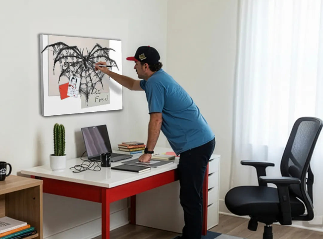 Metalen magneetbord met spin en web design – droog uitwisbaar & magnetisch