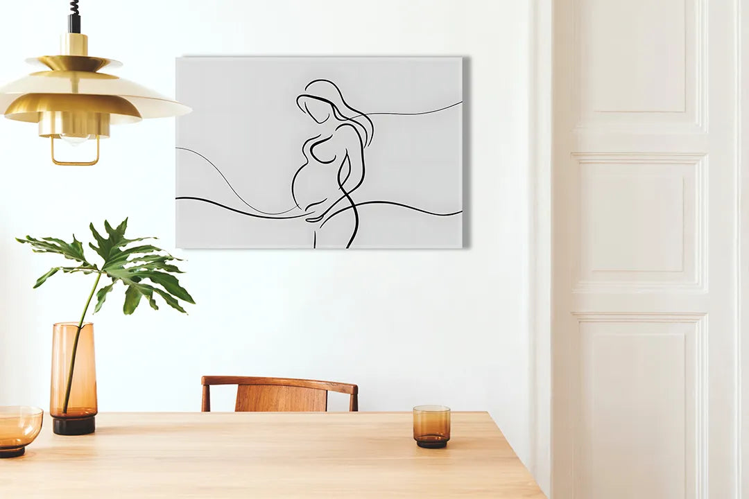 Elegante aluminium wandpaneel met zwangere vrouw – droog uitwisbaar & magnetisch