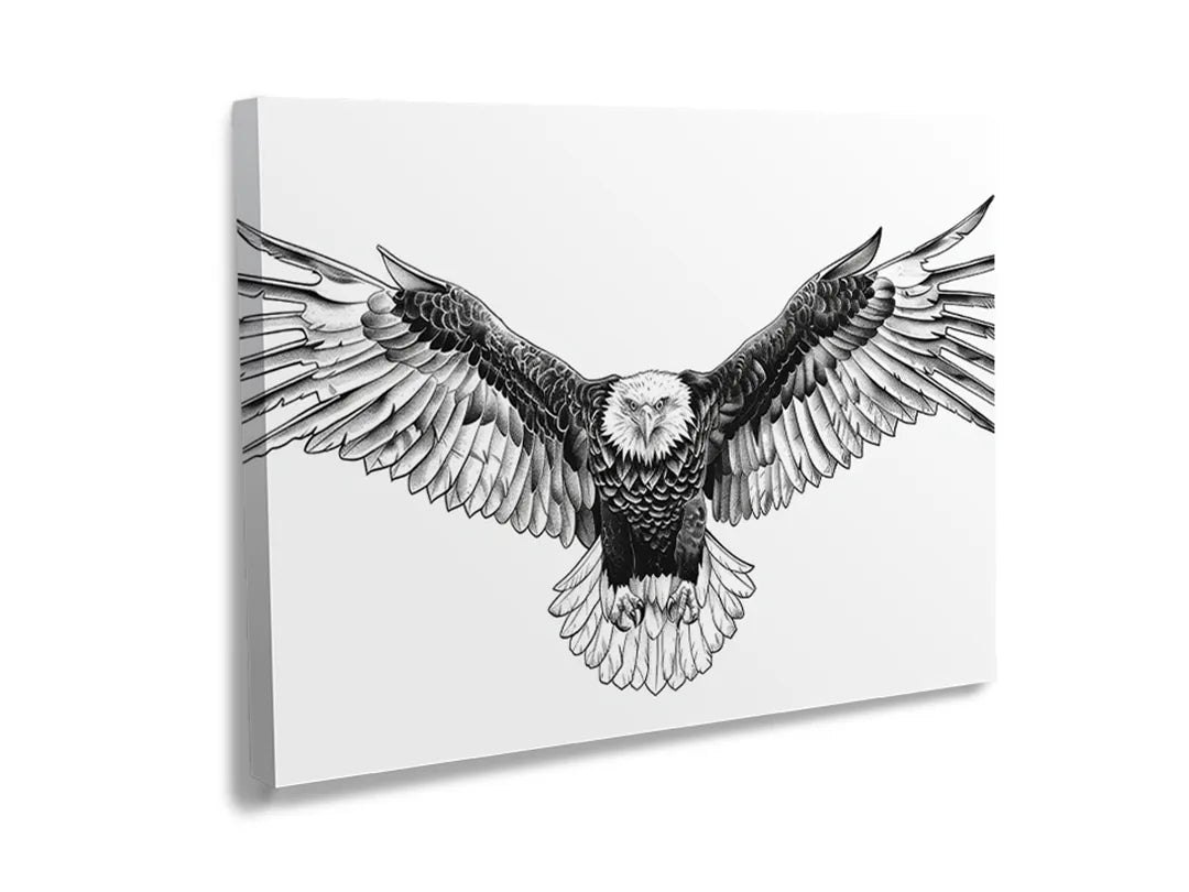 Metalen magneetbord met een arend die zijn vleugels spreidt.