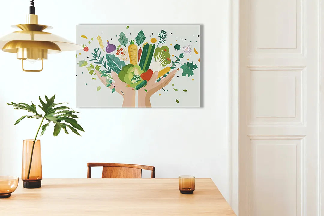 Metalen magneetbord met kleurrijke groenten design – droog uitwisbaar & magnetisch