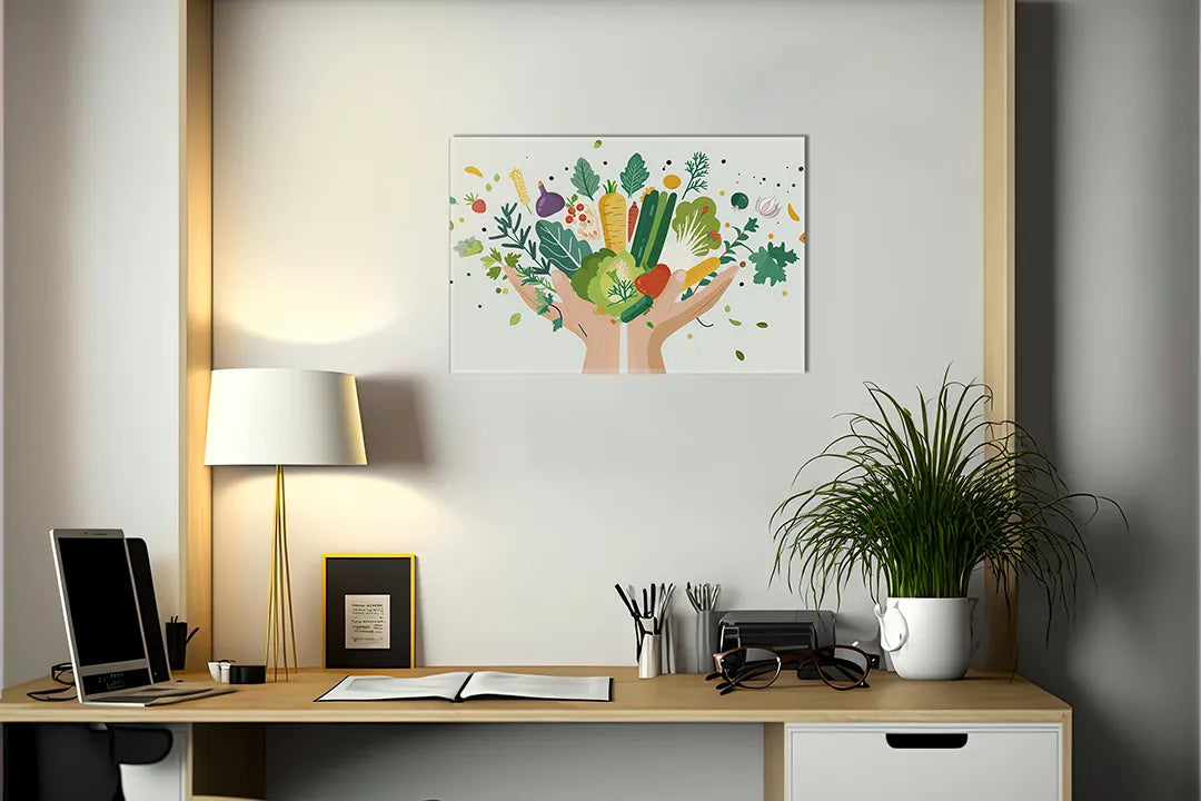 Metalen magneetbord met kleurrijke groenten design – droog uitwisbaar & magnetisch