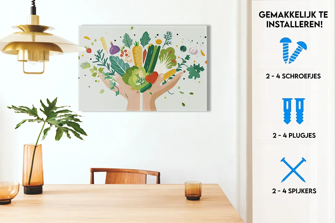 Metalen magneetbord met kleurrijke groenten design – droog uitwisbaar & magnetisch