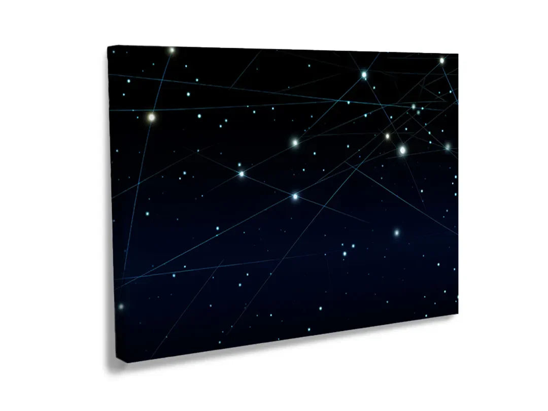 Metalen bord met sterrenhemel design als functioneel magneetbord.