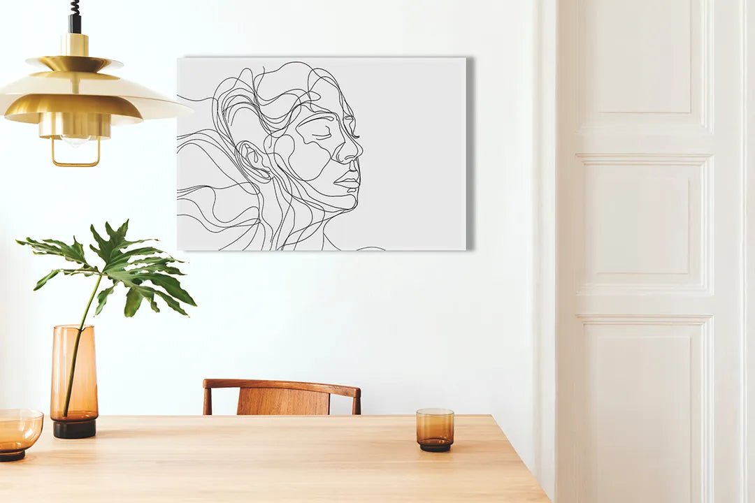 Metalen magneetbord met lijntekening van een vrouw – droog uitwisbaar & magnetisch