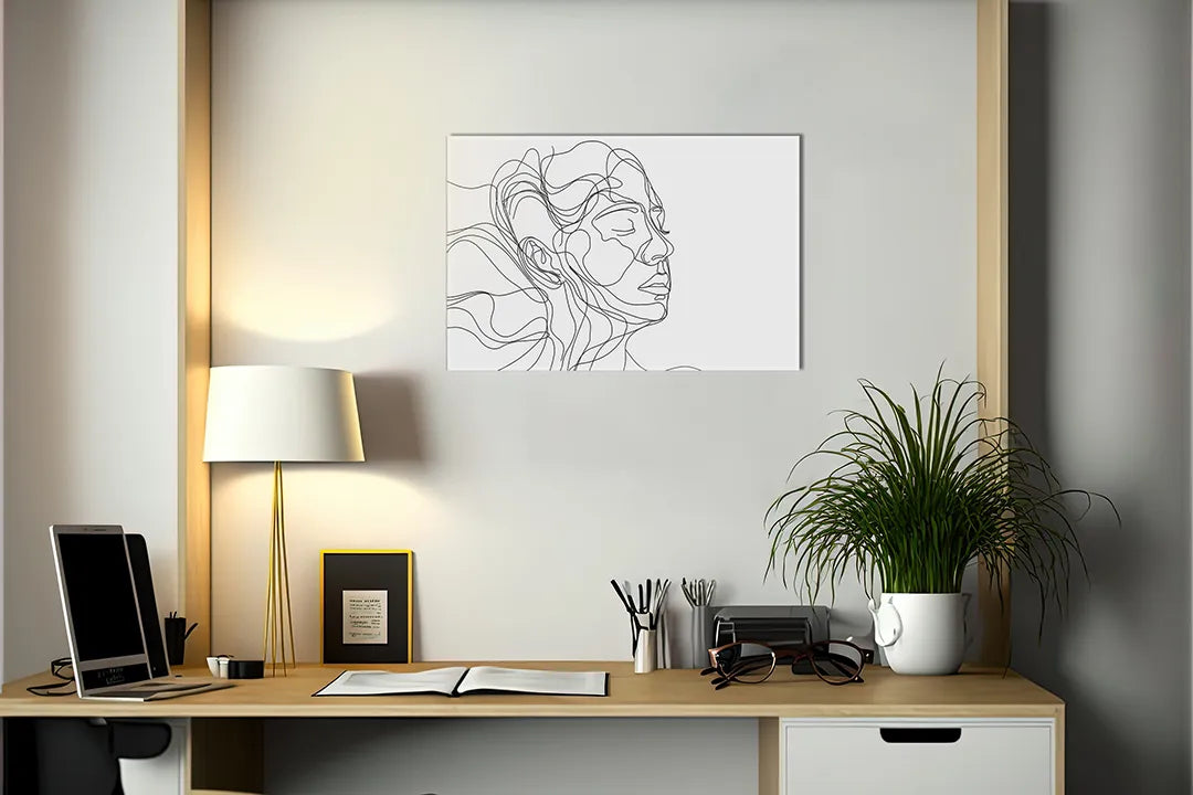 Metalen magneetbord met lijntekening van een vrouw – droog uitwisbaar & magnetisch