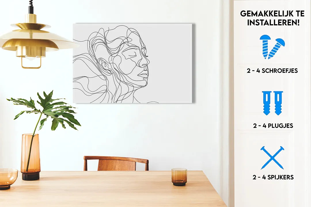 Metalen magneetbord met lijntekening van een vrouw – droog uitwisbaar & magnetisch