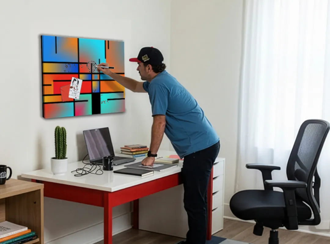 Kleurrijk abstract metalen magneetbord voor thuis of kantoor – droog uitwisbaar & magnetisch