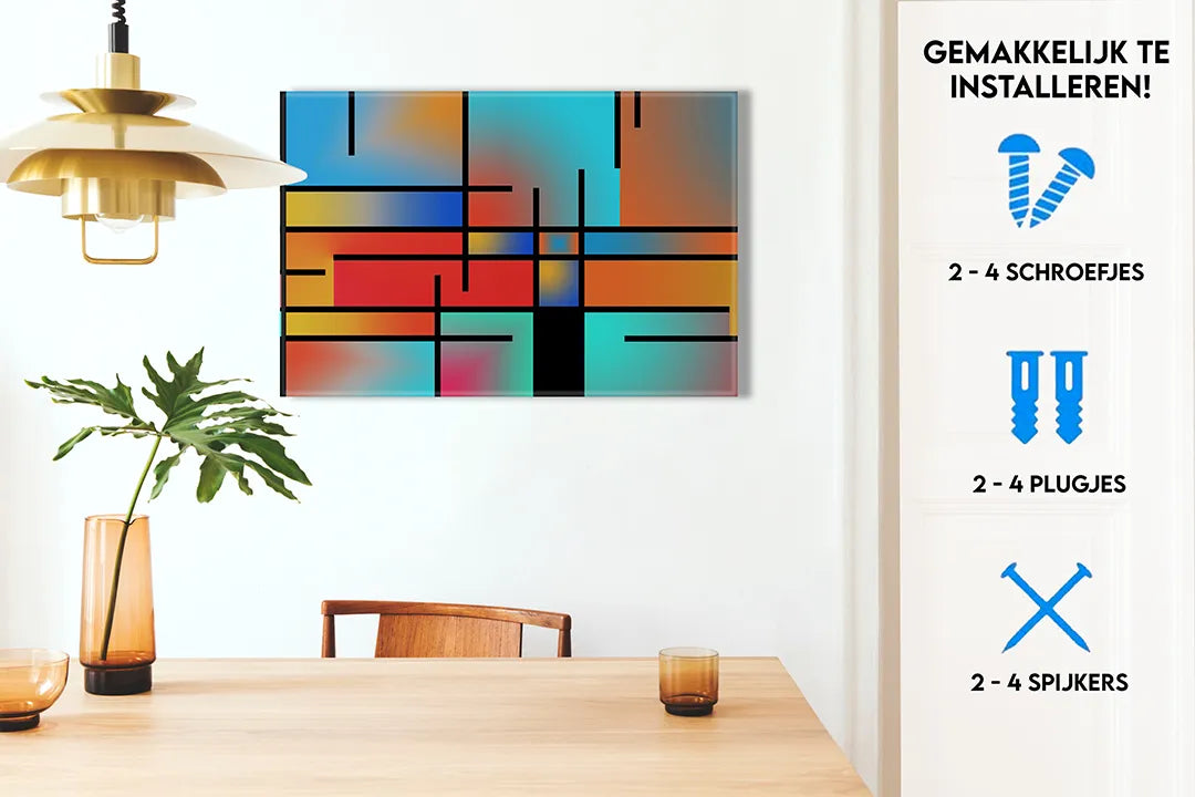 Kleurrijk abstract metalen magneetbord voor thuis of kantoor – droog uitwisbaar & magnetisch