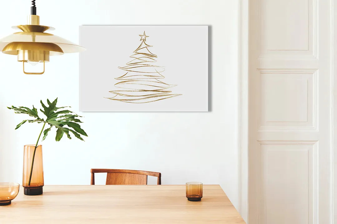 Metalen magneetbord met gouden kerstboom design – droog uitwisbaar & magnetisch