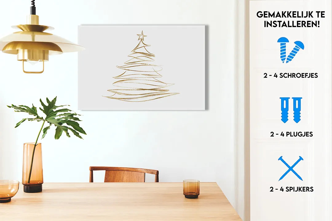 Metalen magneetbord met gouden kerstboom design – droog uitwisbaar & magnetisch