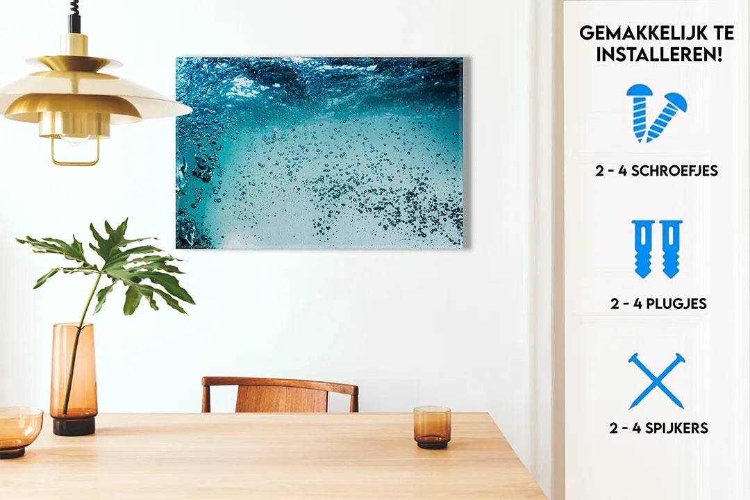 Metalen magneetbord met waterdruppels en luchtbellen – droog uitwisbaar & magnetisch