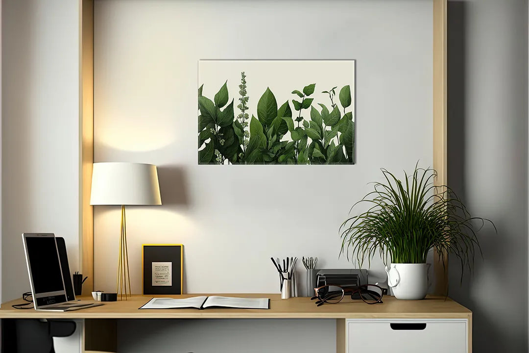 Metalen magneetbord met groene bladeren – droog uitwisbaar & magnetisch