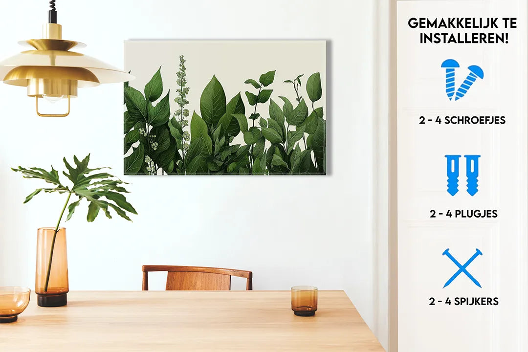 Metalen magneetbord met groene bladeren – droog uitwisbaar & magnetisch