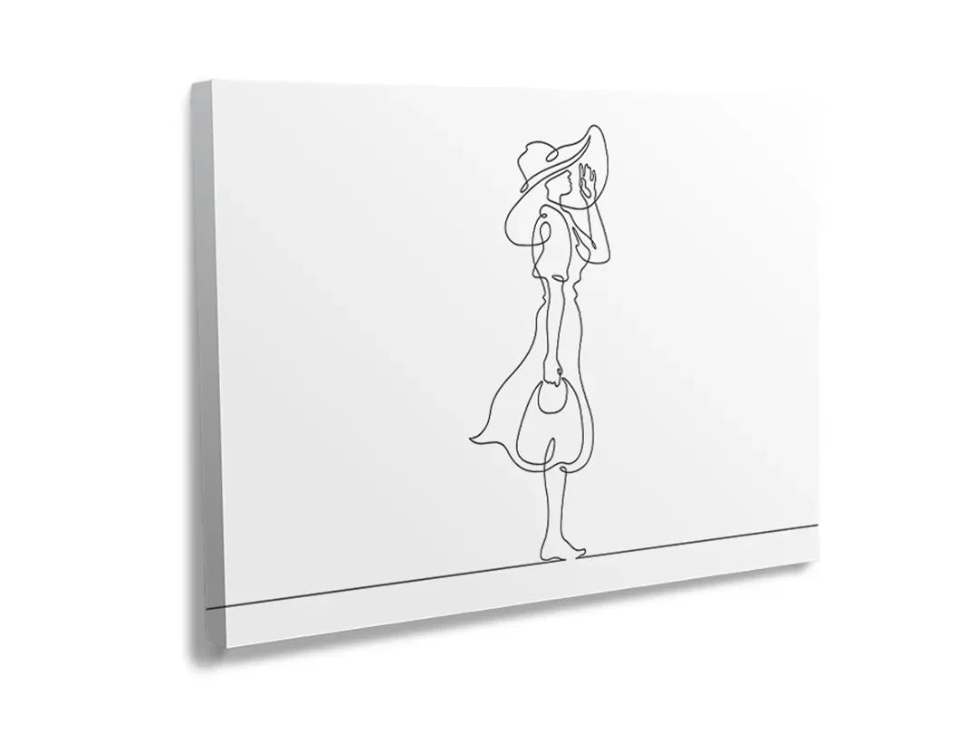 Metalen magneetbord met een elegante lijntekening van een vrouw