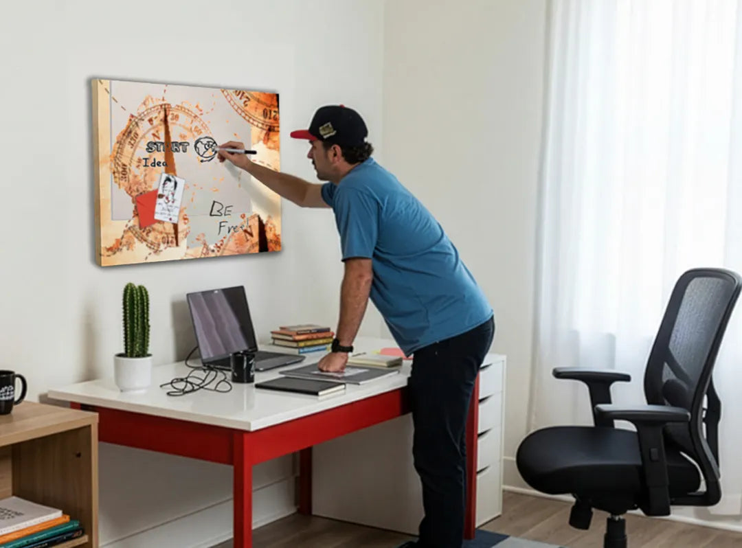 Metalen magneetbord kleurrijke wereldkaart – leerzaam decor voor kinderkamer