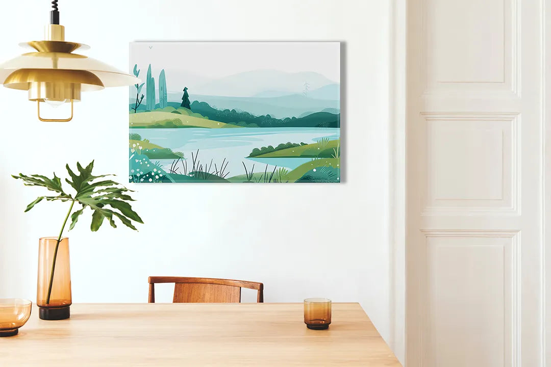 Metalen magneetbord met rustiek landschap in zachte kleuren – droog uitwisbaar & magnetisch