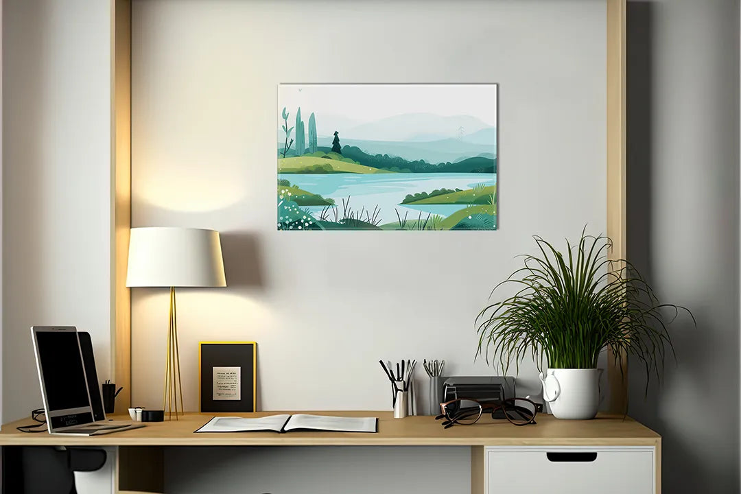 Metalen magneetbord met rustiek landschap in zachte kleuren – droog uitwisbaar & magnetisch