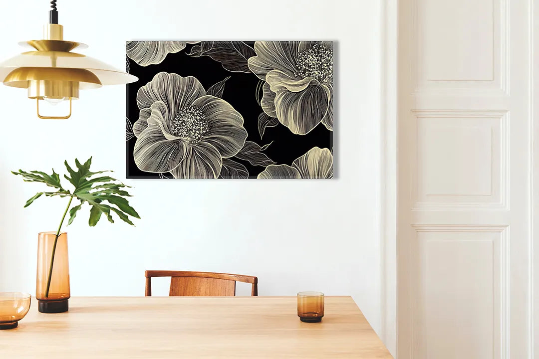 Elegant metalen magneetbord met bloemenmotiv – droog uitwisbaar & magnetisch