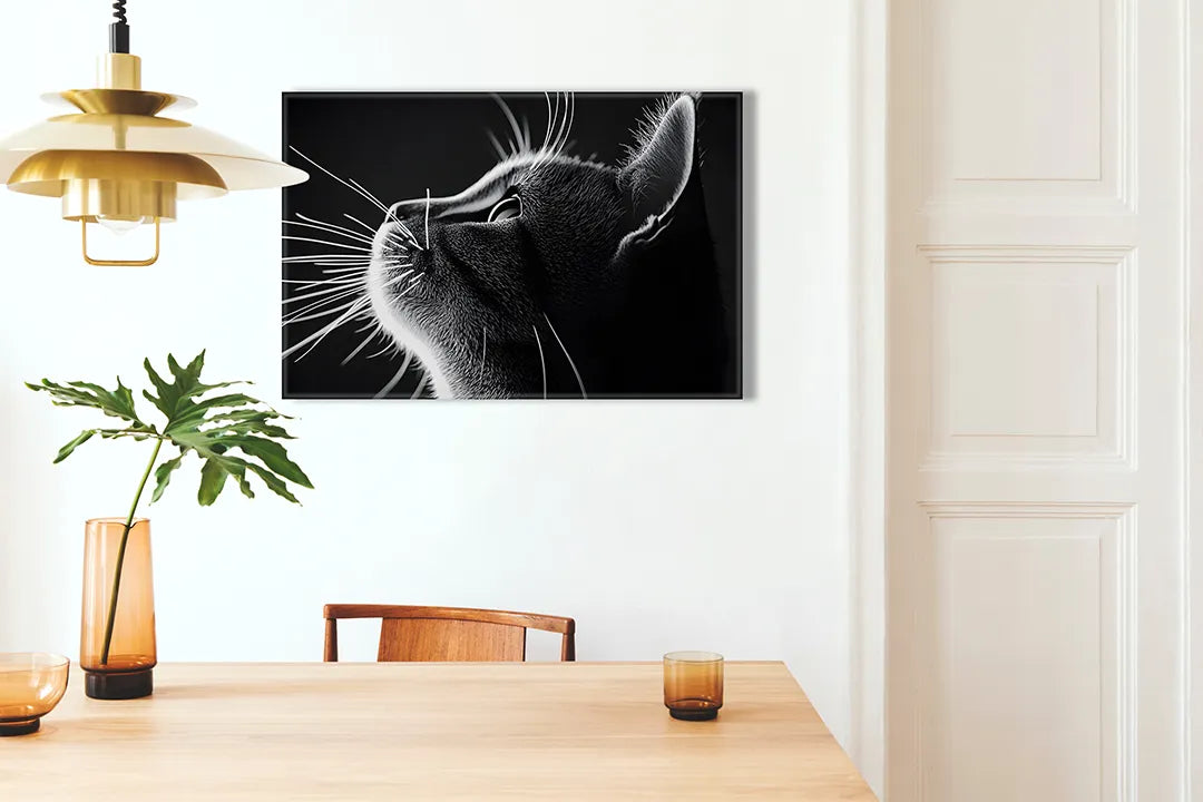 Metalen magneetbord met kattenprofiel in zwart-wit – droog uitwisbaar & magnetisch