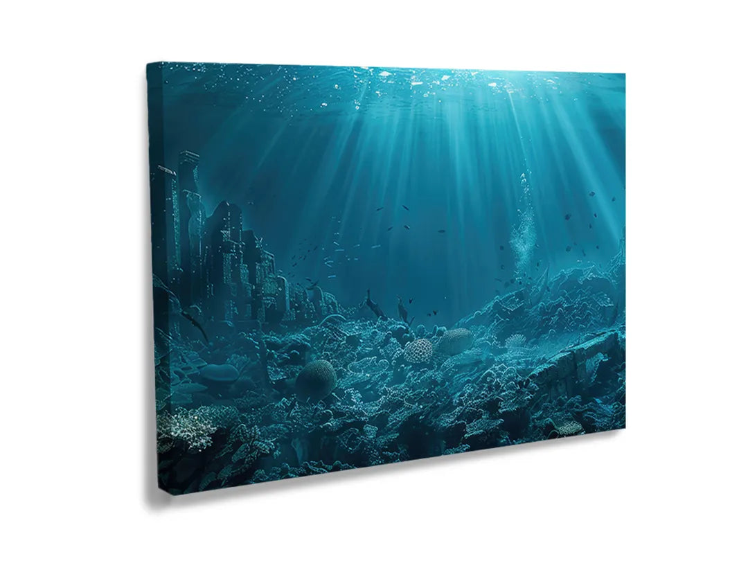 Metalen magneetbord met onderwaterlandschap en vissen