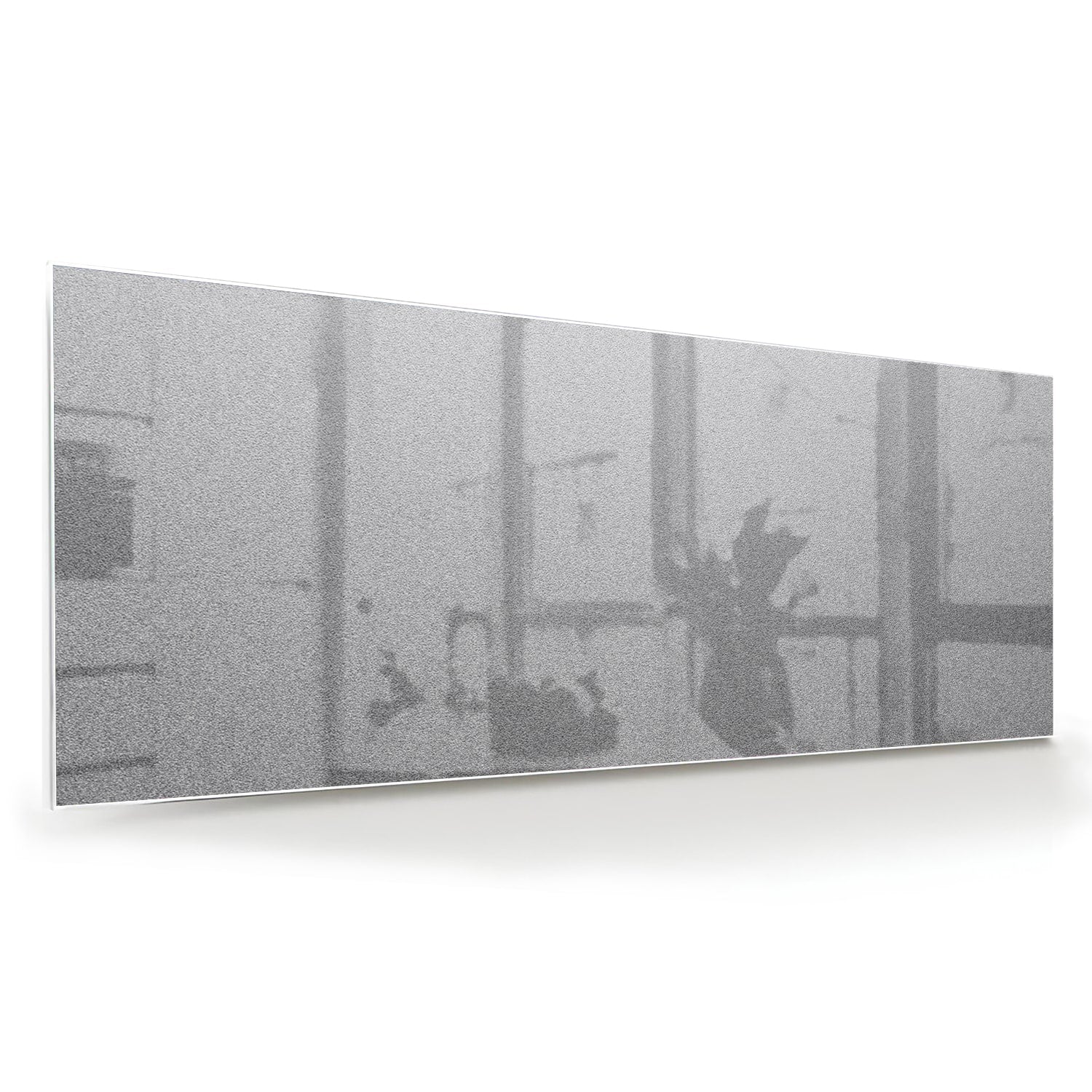 Minimalistisch glazen schilderij met reflecties, ideaal voor een modern interieur