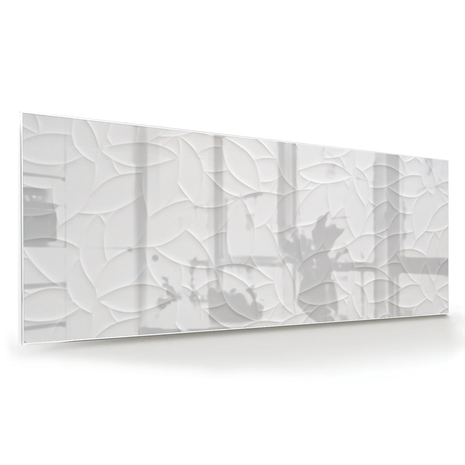 Glazen schilderij met textuur in wit, perfect voor moderne interieurs.