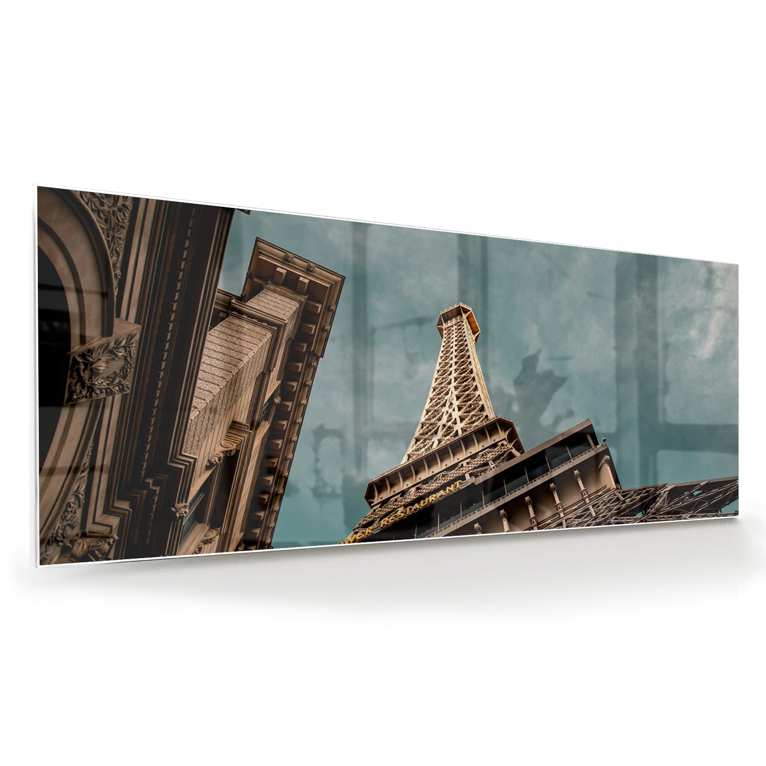 Glas schilderij van de Eiffeltoren met een luxe uitstraling