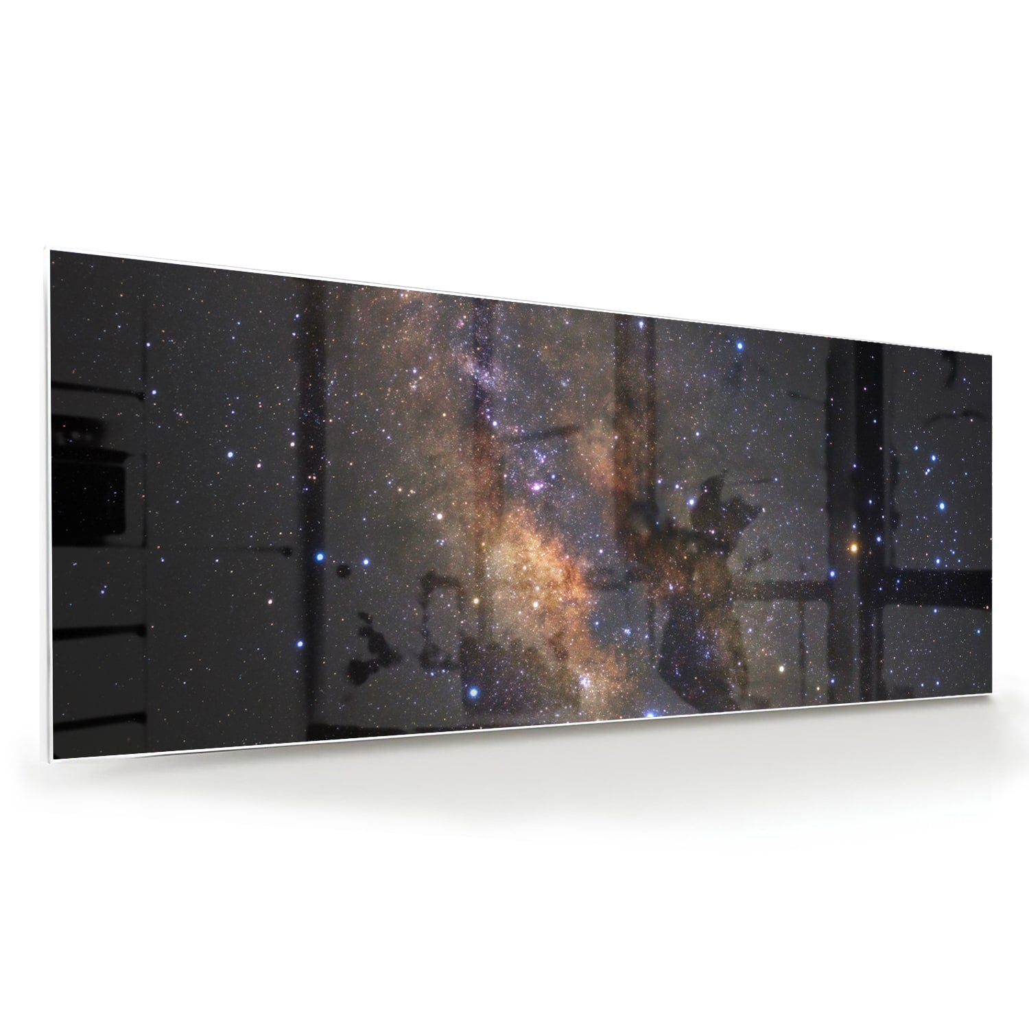 Glazen schilderij van het universum met sterren en nevels