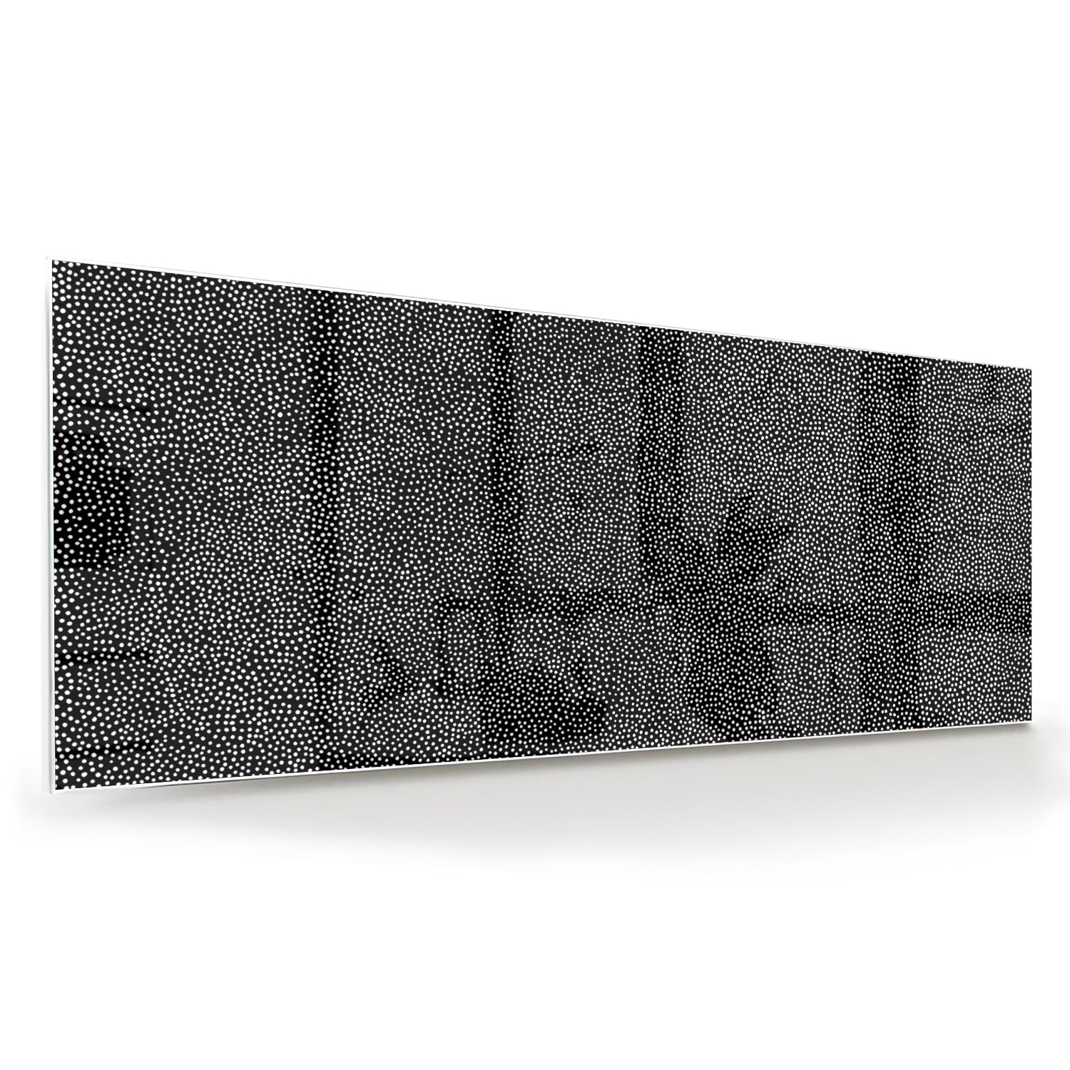 Abstract glazen schilderij in zwart-wit aan de muur
